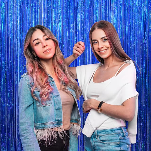 Thumbnail 5 de KERNOWO Lametta Vorhang Blau Glitzer 2 Stück