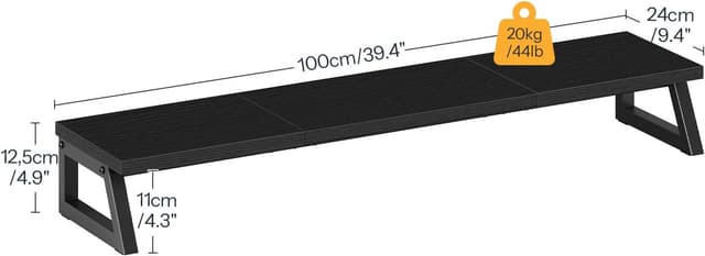 Detalle de HOOBRO EBB121CJ01 supporto scrivania per 2 monitor con rialzo e spazio contenitore