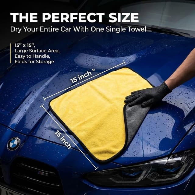 Detalle de Microfiber Towels for Cars (15.7" x 15.7") Professional Grade Drying Towel Set, Pack of 3