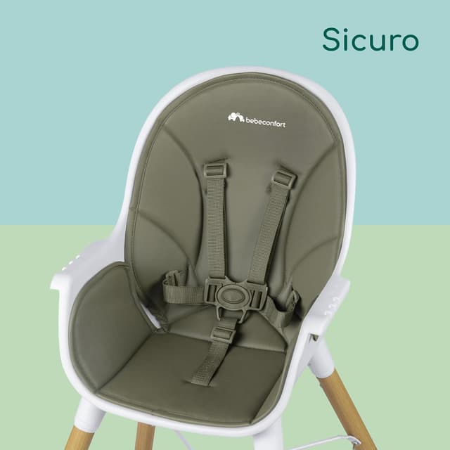 Detalle 2 de Bebèconfort Avista seggiolone pappa evolutivo 2 in 1 Mineral Green, trasformabile in sedia (da 6 mesi fino a 30 kg)