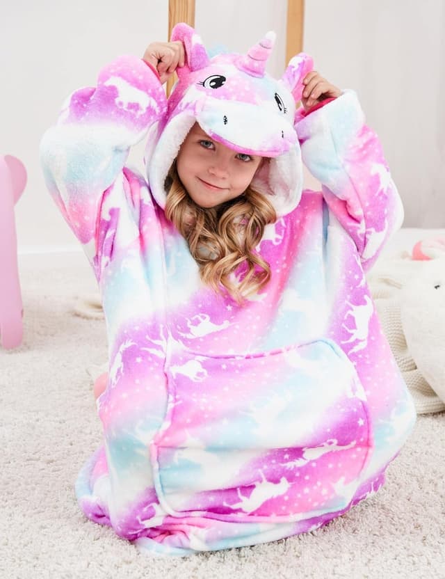Detalle 2 de Ceruwum Unicorn Hoodies for Girls – Oversized Unicorn Hooded Sweatshirt Hoodie Blanket