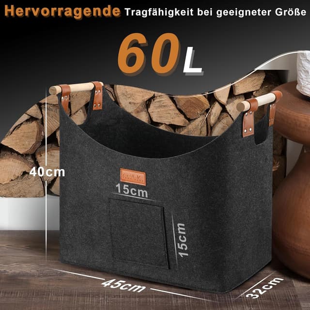 Thumbnail 1 de Ezilif Holzkorb 60 L für Kaminholz 🪵