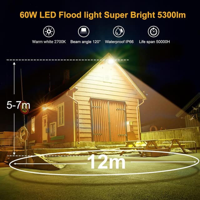 Thumbnail 1 de MEIKEE Coppia di faretti LED da esterno IP66 60W 5200 lm 2700K (2 pezzi)