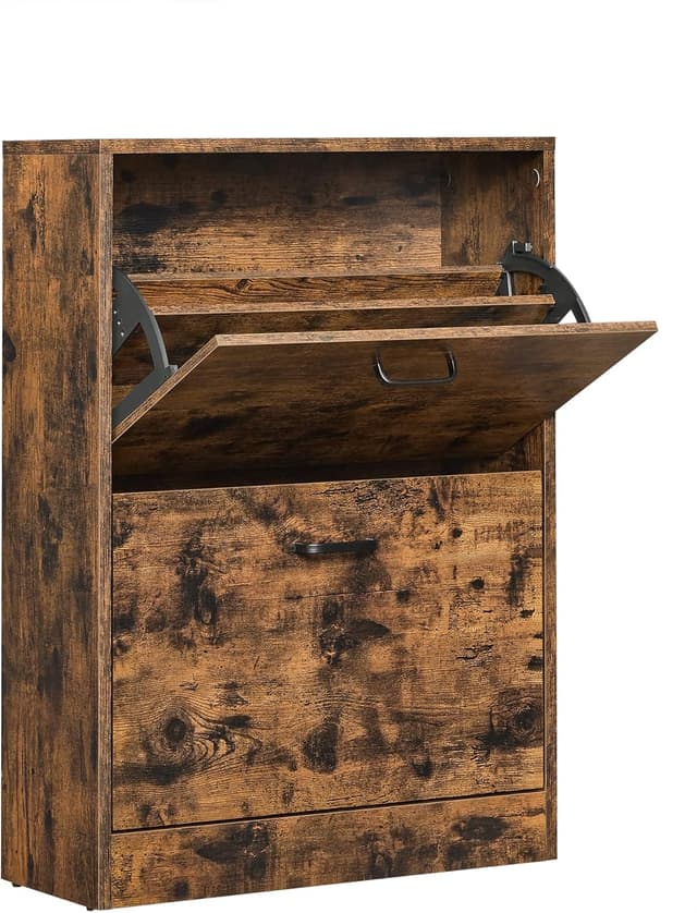 Detalle de VASAGLE Scarpiera con 2 ribalte LBC02BX, scaffale portascarpe con divisori regolabili (8-12 paia), 24 x 60 x 83,5 cm