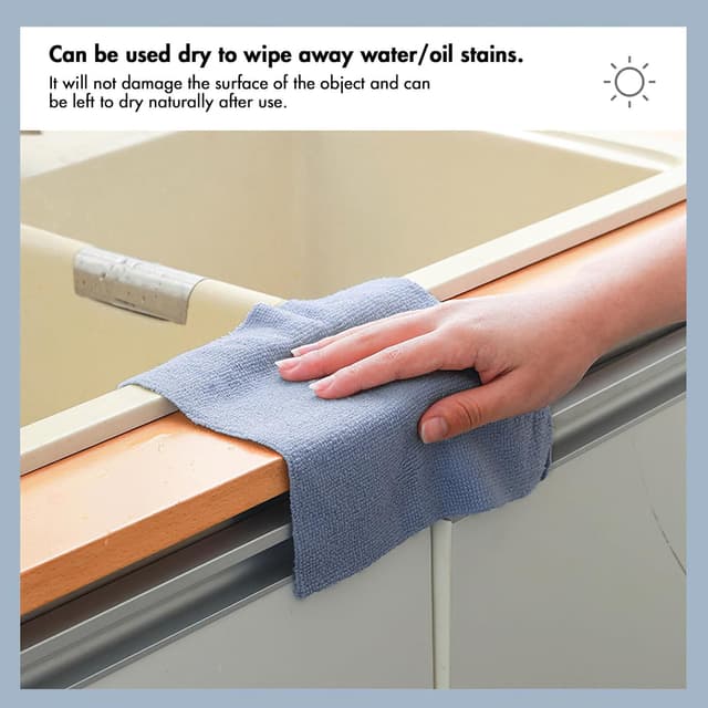 Detalle 2 de ZONJIE Disposable Dish Cloths 2 Rolls Multipack Microfibre Cleaning Cloths (Blue) – streak-free, lint-free kitchen rags