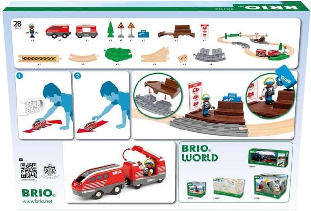 Detalle de BRIO World 36102 Circuit de train à rétrofriction – circuit miniature en bois pour enfants dès 3 ans