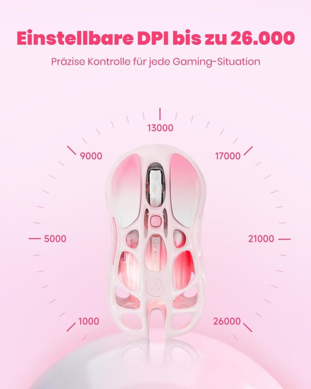 Detalle 1 de GravaStar Mercury M1 Pro Wireless Gaming Maus (Magnesium, 26.000 DPI, PAW3395DM) mit Triple-Mode
