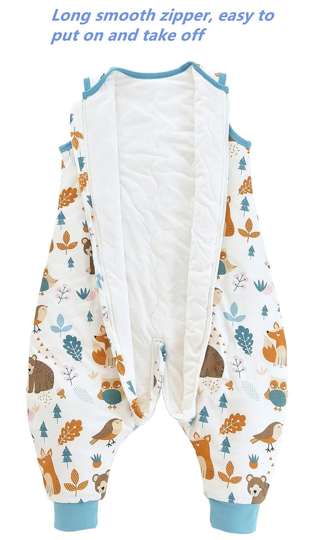 Detalle 2 de Chilsuessy Baby Schlafsack mit Füßen 2,5 Tog (Ganzjahr), Waldtiere – passend für Babyhöhe 80–90 cm
