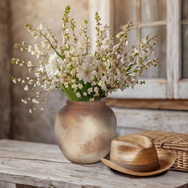 Imagen de Rustic Ceramic Vase 6in brown en OfertitasTOP