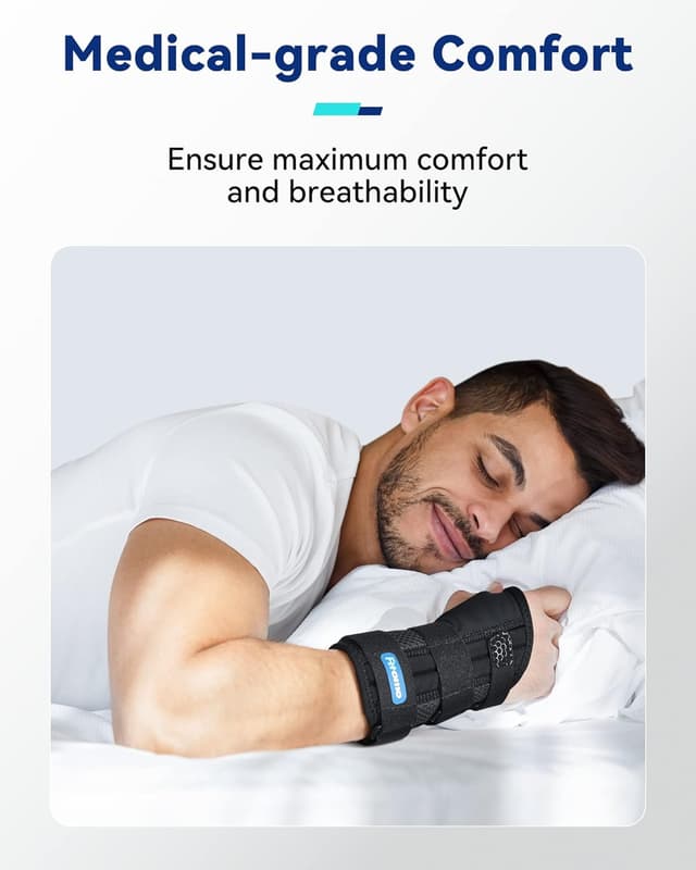 Detalle 2 de Fitomo Left Hand Wrist Support with 3 Metal Splints and Soft Thumb Opening (night use)