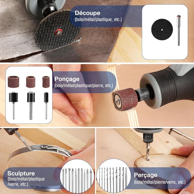 Thumbnail 5 de WORKPRO Coffret 476 accessoires pour outil rotatif