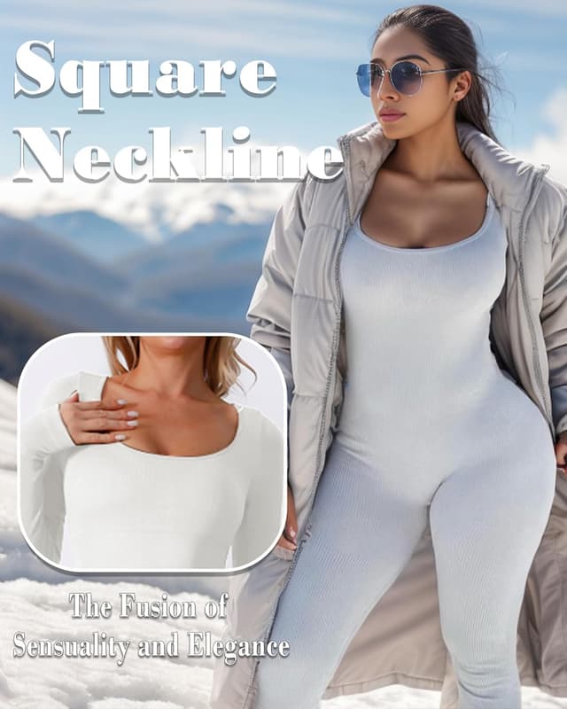 Detalle de Merlvida Sport-Jumpsuit für Damen mit langem Arm: nahtloser, figurformender Einteiler