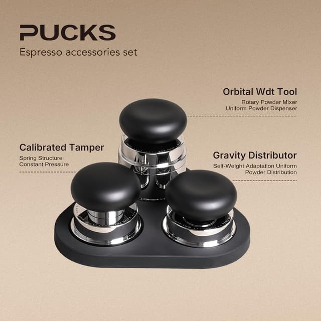 Detalle de TIMEMORE Espresso Tamper-Set 58,4 mm mit WDT-Werkzeug, selbstnivellierendem Tamper und Gravity-Distributor
