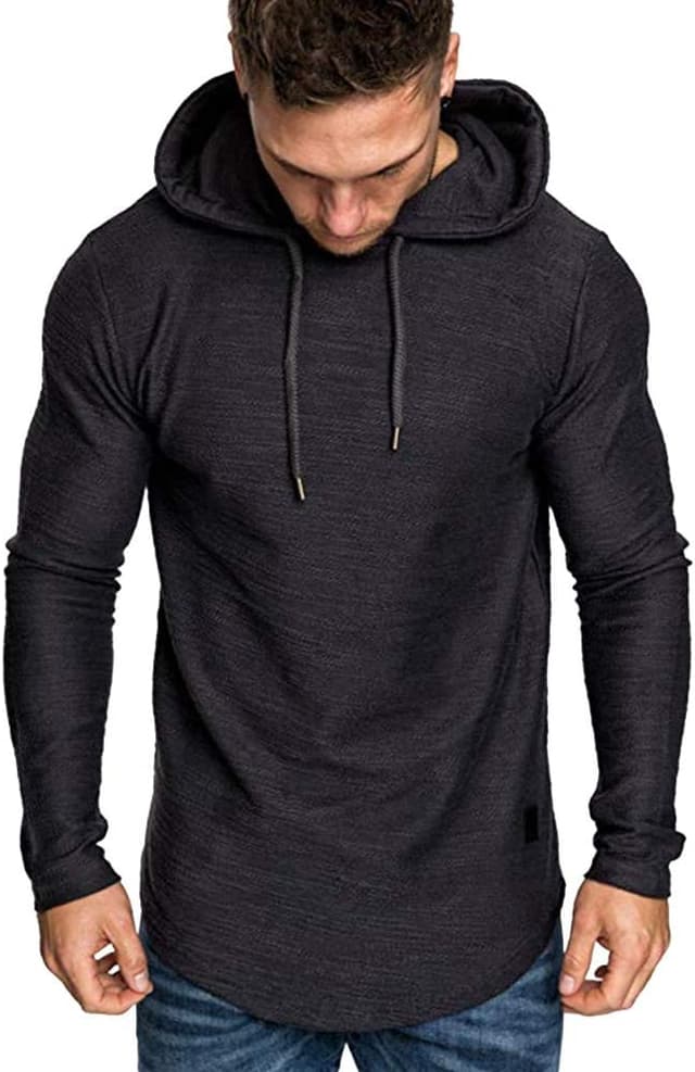 Detalle de Lexiart Men’s Fashion Athletic Hoodie (Cotton-Blend Fleece Pullover) — Solid Color