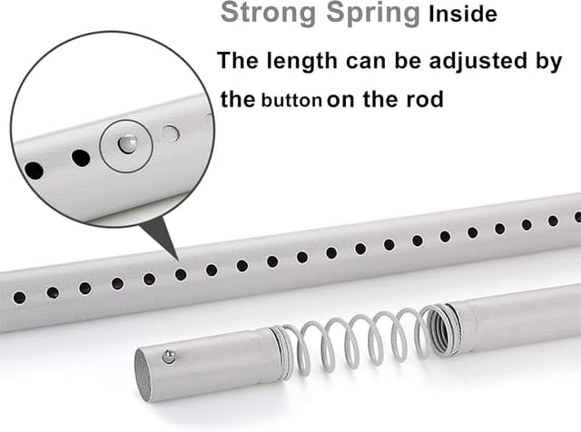 Detalle de Tringle à rideau télescopique 328–377 cm sans perçage, tige acier inox 32 mm (blanc) 92-430