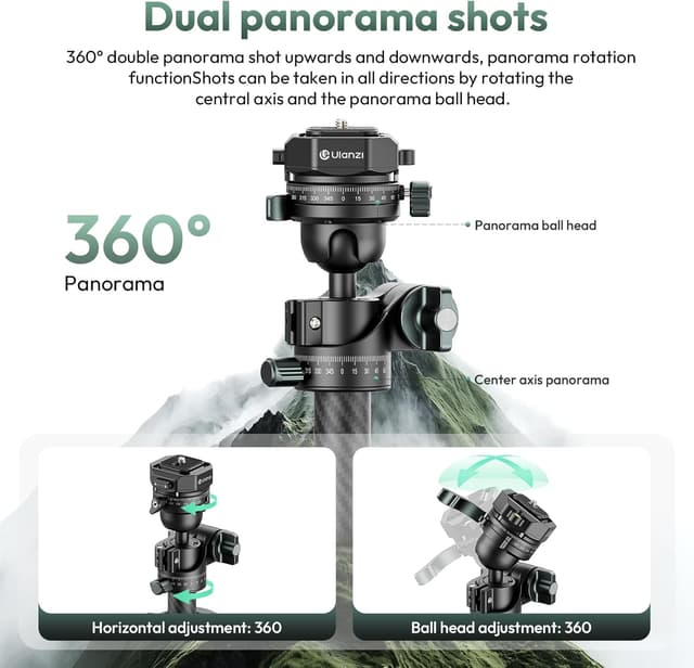 Thumbnail 2 de ULANZI JJ05 GlideGo Reisestativ 184 cm aus Carbon mit 360° Panoramakugelkopf und Schnellwechselplatte