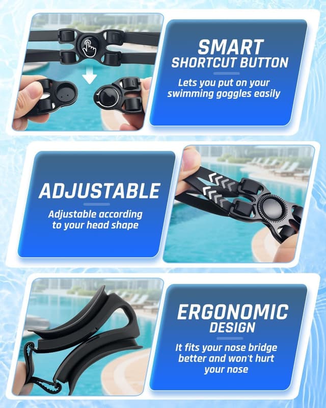 Detalle 2 de silkiben Swimming Goggles (2-Pack) – Anti-Fog & UV Protection with 3D Leak-Proof Fit, Mirrored Lenses