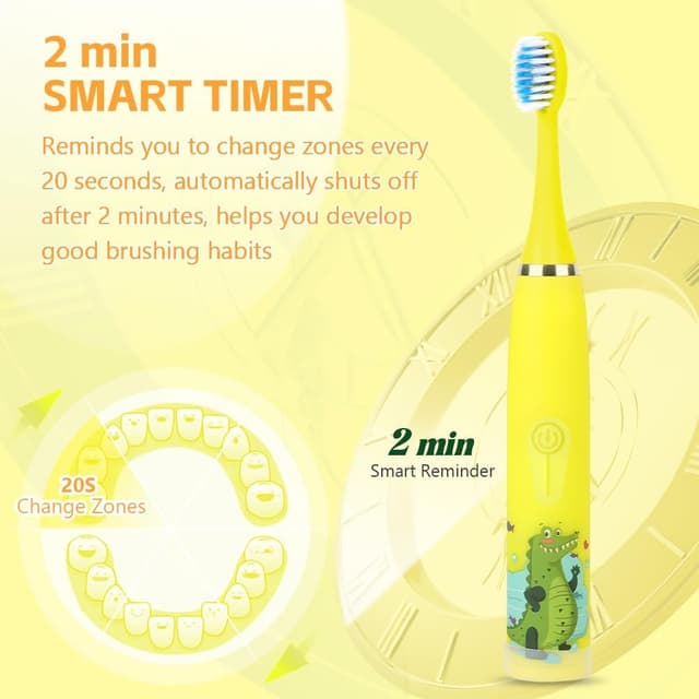 Detalle de Vicloon Spazzolino Elettrico per Bambini con timer intelligente e 6 testine