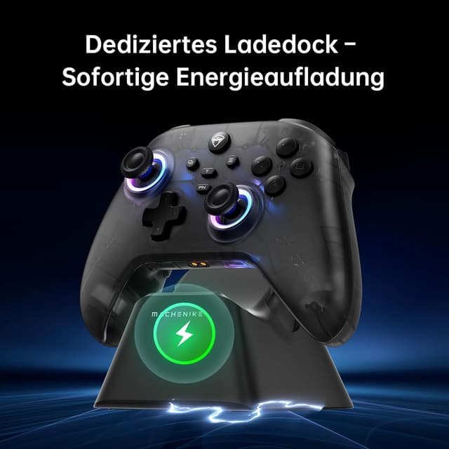 Detalle de Machenike G3V2 Wireless-Controller für den PC – 2 Hall-Effekt-Sticks, 2 zuschaltbare Tasten, 1000mAh Akku, RGB (G3V2)