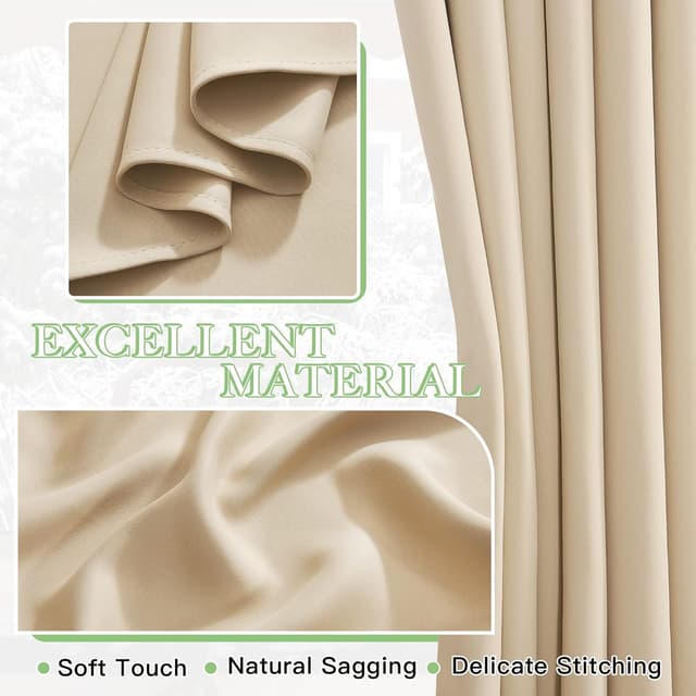 Thumbnail 6 de KGORGE Übergardinen mit Kräuselband – blickdichtes Verdunkelungs-Set für große Fenster, Biscotti Beige (240 x 300 cm, 1er-Set)