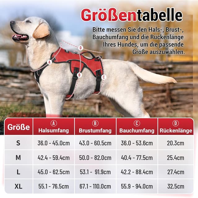 Detalle 2 de rabbitgoo ausbruchssicheres Hundegeschirr (mittelgroße Hunde) mit Griff – verstellbar, gepolstert, reflektierend