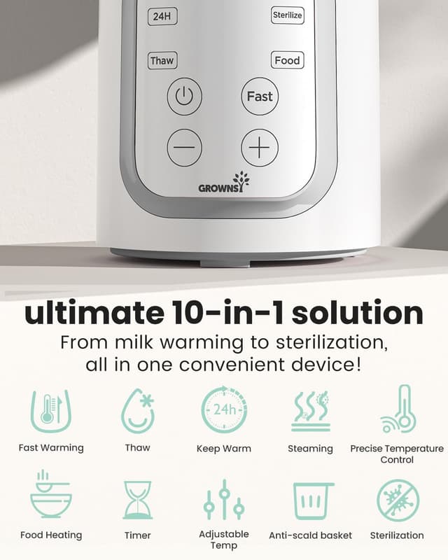 Detalle de Grownsy Bottle Warmer 10-in-1 fast steriliser for bottles