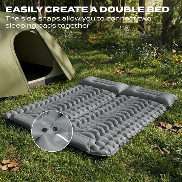 Detalle 2 de RUMBALUXY Inflatable Camping Sleeping Pad with Built-in Foot Pump, Waterproof 50D Nylon (Grey)
