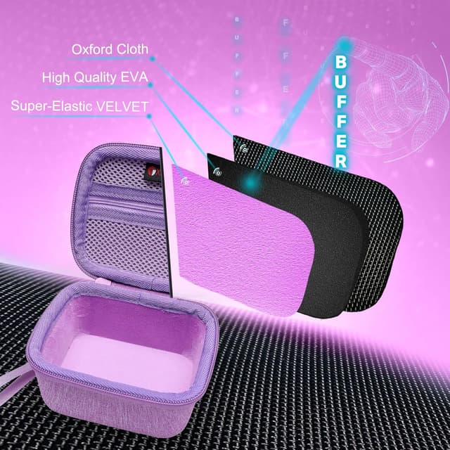 Detalle 2 de XANAD Kinderkamera Tasche für Sofortbildkamera – Schutzhülle mit Thermodruckpapier, Gurt und Hartschale (Lila)