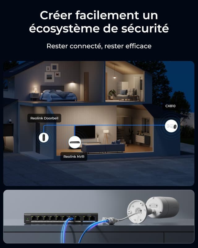 Detalle 2 de Reolink CX810 : caméra de surveillance 4K PoE ColorX avec vision nocturne couleur et alarme