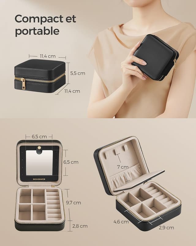 Thumbnail 2 de SONGMICS Boîte à Bijoux de Voyage JBC146BKV1