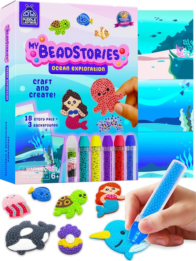 Detalle de PURPLE LADYBUG My BeadStories Magical Bead Painting Ocean Kit (Ages 6–8)