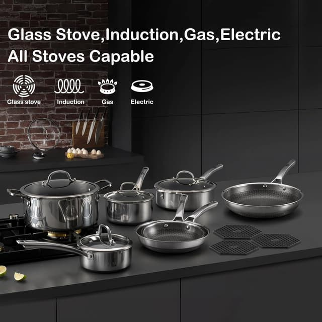 Thumbnail 4 de SNOWCLAD 14Pc Hybrid Stainless Steel Cookware Set