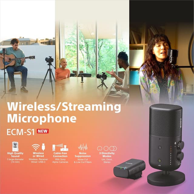 Detalle 2 de Sony ECM-S1 Micrófono inalámbrico para streaming 🎙