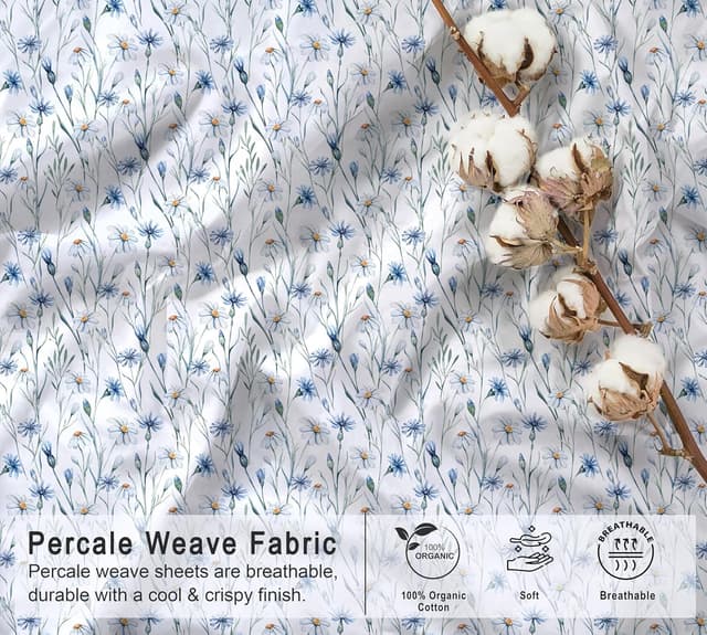 Detalle 2 de RUVANTI 100% Organic Cotton Percale Queen Sheets Set (GOTS Certified) – Deep Pocket 15