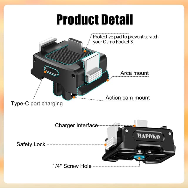 Thumbnail 5 de HAFOKO Osmo Pocket 3 charging base adapter for tripod