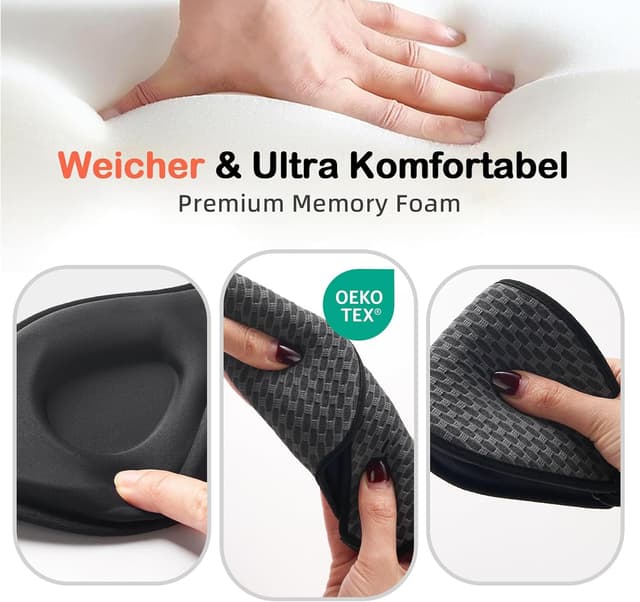 Detalle de INNELO 3D Schlafmaske für Herren & Frauen 2025 – lichtblockierende 3D-Schlafbrille für Seitenschläfer, Grau