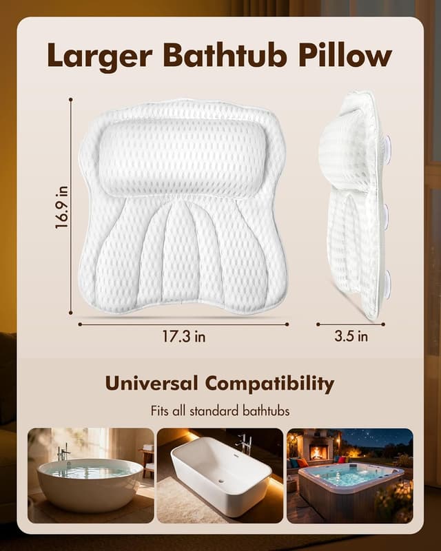Thumbnail 3 de AOPOW Ergonomic Bath Pillow 6-suction cushion