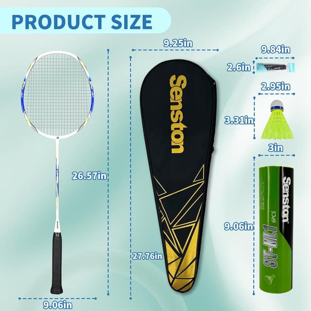 Thumbnail 5 de Senston Graphit Badminton-Set 2er Pack