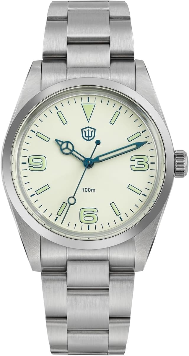 Detalle de watchdives WD1016 VH31 Quarzuhr Herrenarmbanduhr (37 mm) aus 316L-Edelstahl, wasserdicht bis 100 m