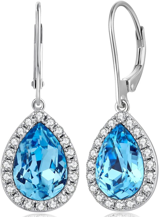 Detalle de jiamiaoi Hängende Tropfen-Ohrringe aus 925 Silber mit 18 Karat Weißgold-Plattierung (Zirkonia)