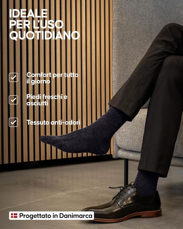 Detalle de Danish Endurance Calze in lana Merino traspiranti classiche (3 paia) blu scuro 43-47