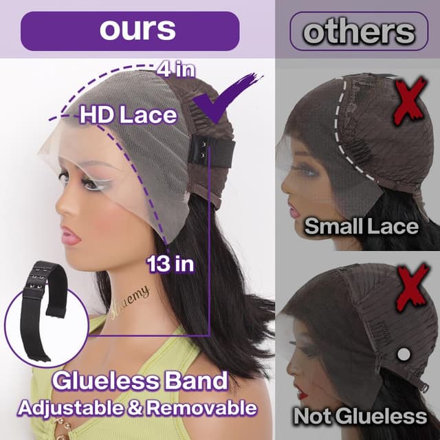 Thumbnail 3 de HIRIREMY 13x4 HD Lace Front Bob Wig