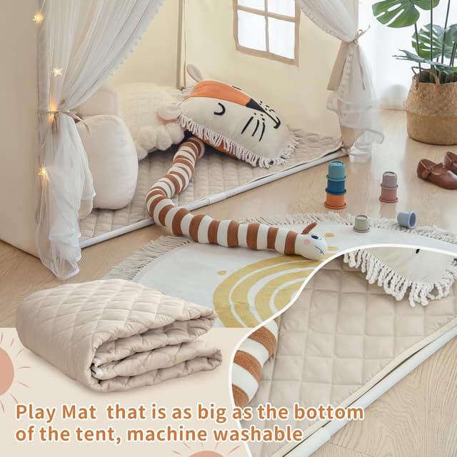 Detalle de Kids Play Tent with Padded Mat (Princess Castle) — Indoor Playhouse for Toddlers