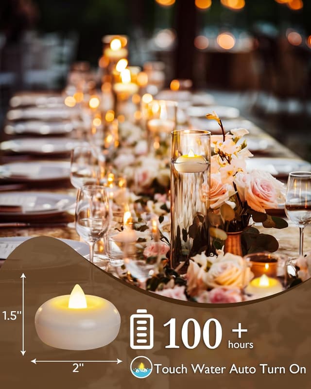 Detalle de Homemory 24 Pack 2 inch flameless LED