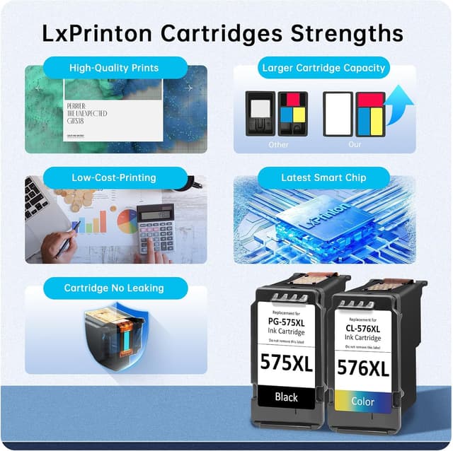 Detalle de Lxprinton PG-575XL / CL-576XL XL Ink Cartridges (replacements for Canon 575 & 576) for Canon TS/PIXMA series