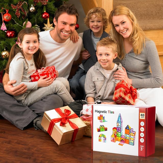 Detalle de Xekel Costruzioni Magnetiche per Bambini da 40 pezzi (magnetic tiles) per 3+ anni