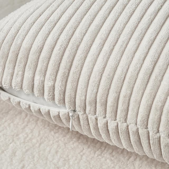 Detalle de Topfinel Kissenbezug-Set 40x60 (2-tlg.) Creme Kordsamt mit Streifenmuster