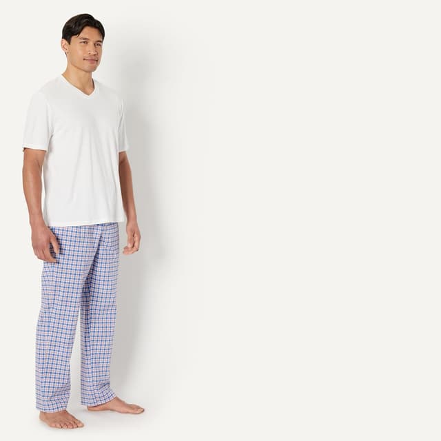 Detalle de Amazon Essentials men’s cotton stretch poplin pyjama set with jersey T-shirt