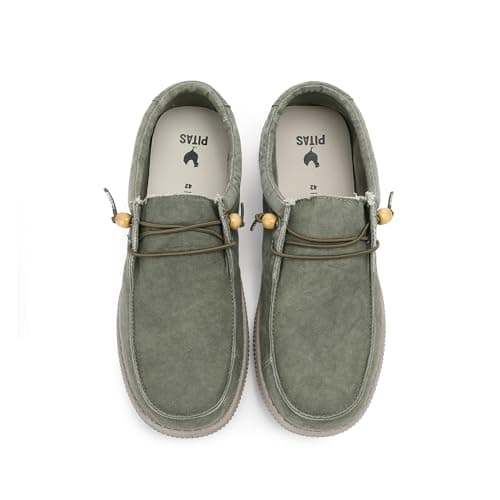 Detalle de WALK IN PITAS WP150 WALLABI Washed mocasines náuticos sin cordones en kaki