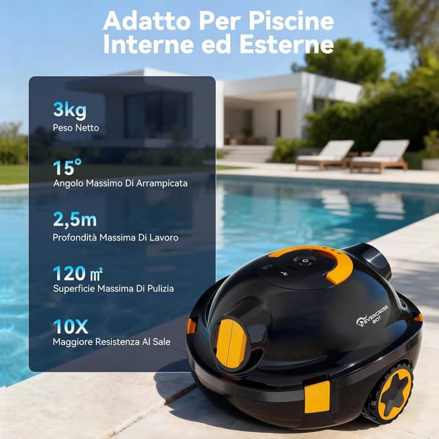 Detalle 2 de EVERCROSS BOT Y10 Robot Piscina senza fili con parcheggio automatico e filtro 180 μm